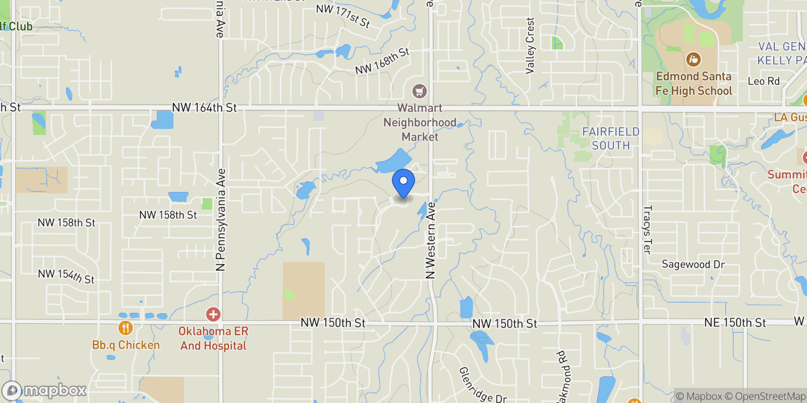 Map showing 15849 Fairview Farm Boulevard , Edmond, OK 73013, Edmond, Oklahoma, United States.
