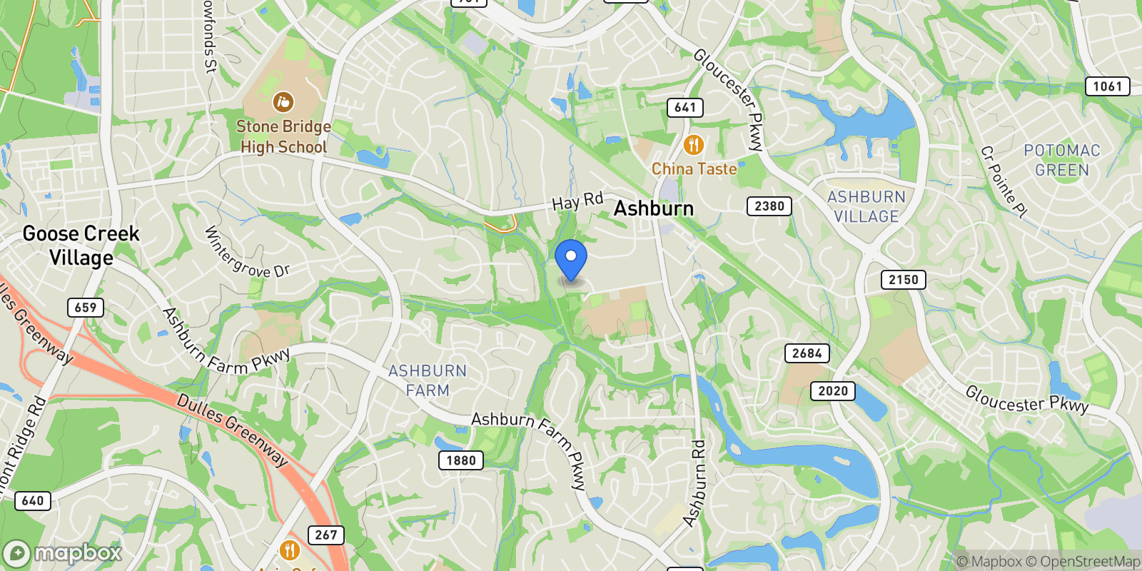 Map showing 43619 PREDDY CT COURT, ASHBURN, VA 20147, Ashburn, Virginia, United States.
