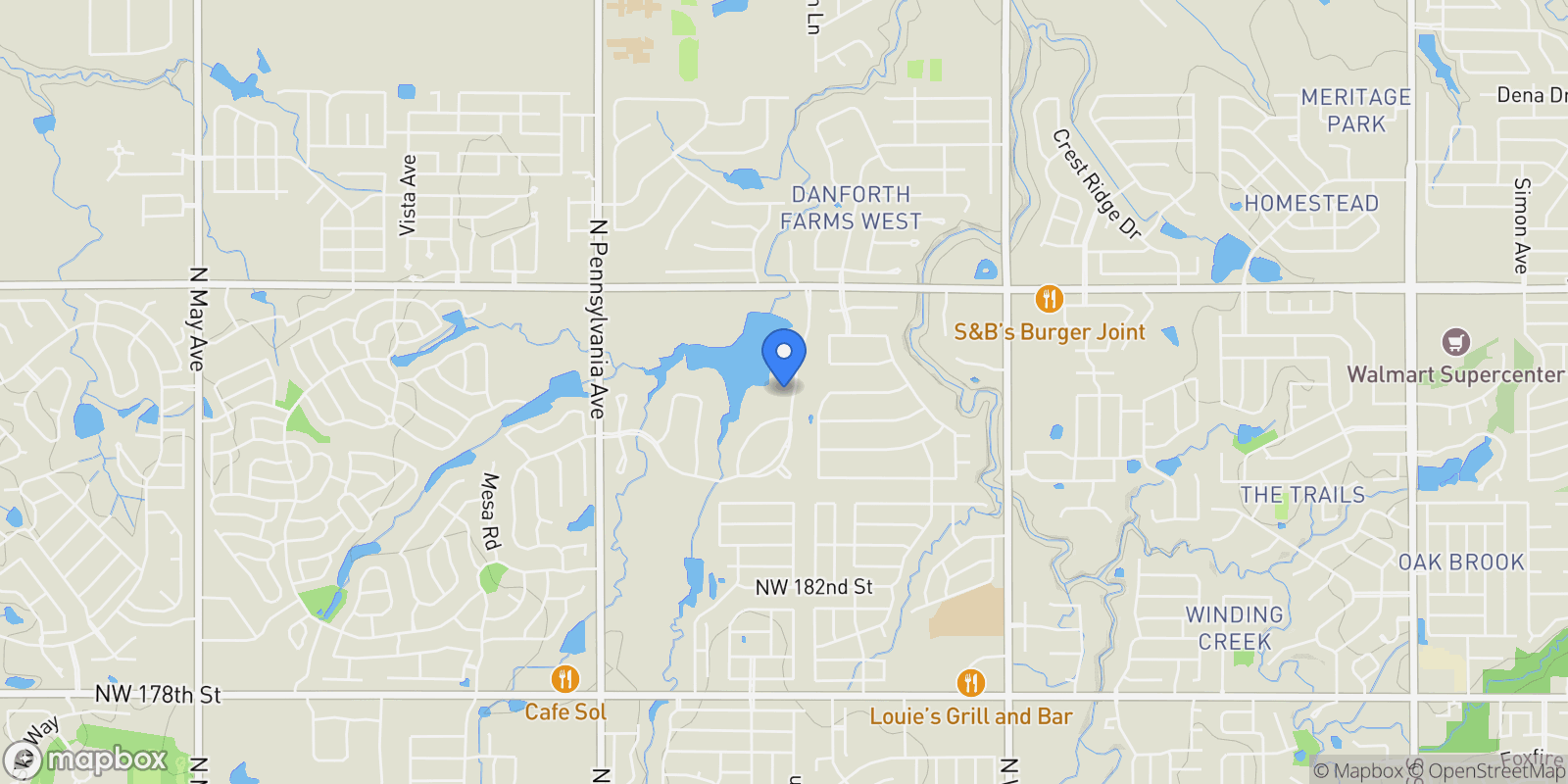 Map showing 18909 Saddle River Drive , Edmond, OK 73012, Edmond, Oklahoma, United States.