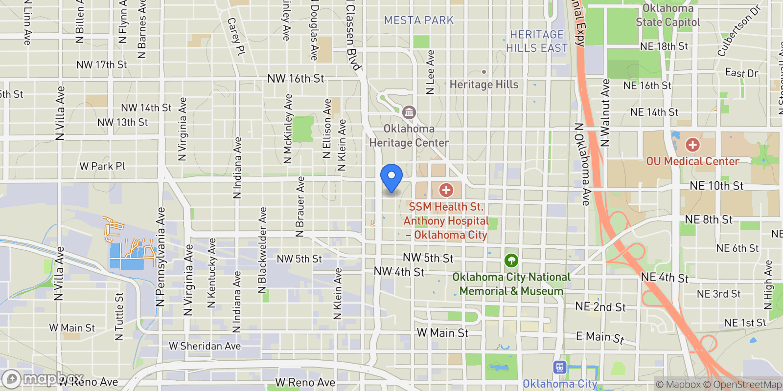 Map showing 907 Northwest 9th Street Unit B, Oklahoma City, OK 73106, Oklahoma City, Oklahoma, United States.