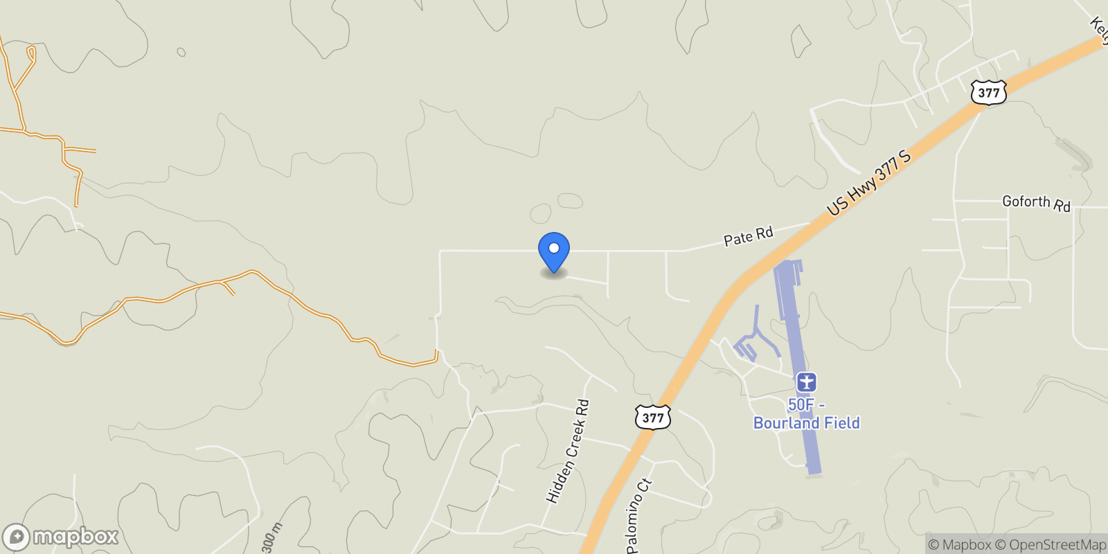 Map showing 1001 Pate Road, Cresson, TX 76035, Cresson, Texas, United States.
