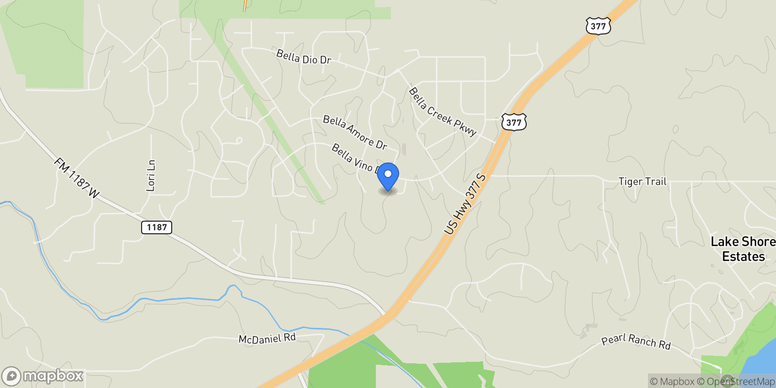 Map showing 12800 Bella Sereno Court, Fort Worth, TX 76126, Fort Worth, Texas, United States.