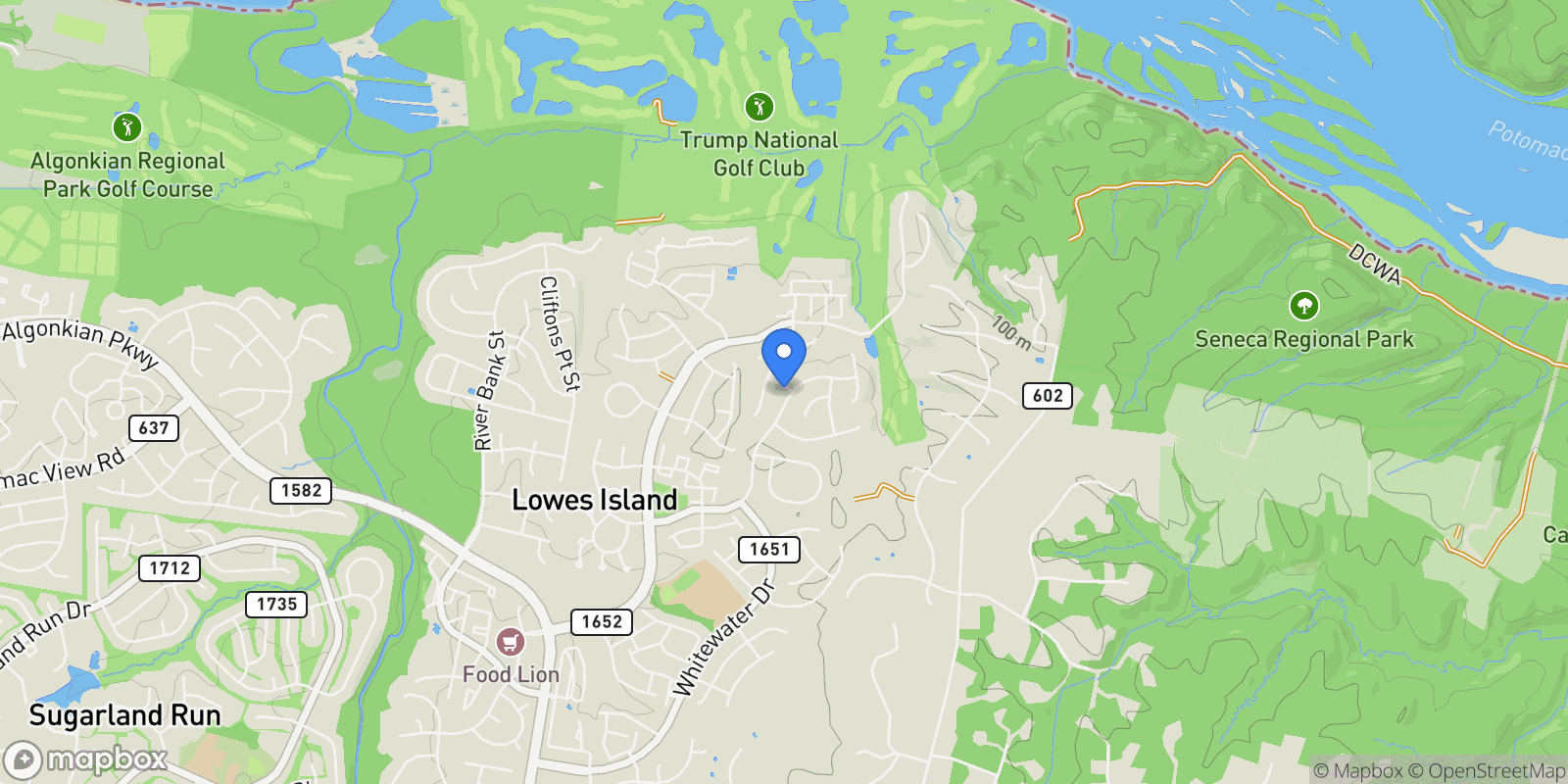 Map showing 47788 SAULTY DR DRIVE, STERLING, VA 20165, Potomac Falls, Virginia, United States.