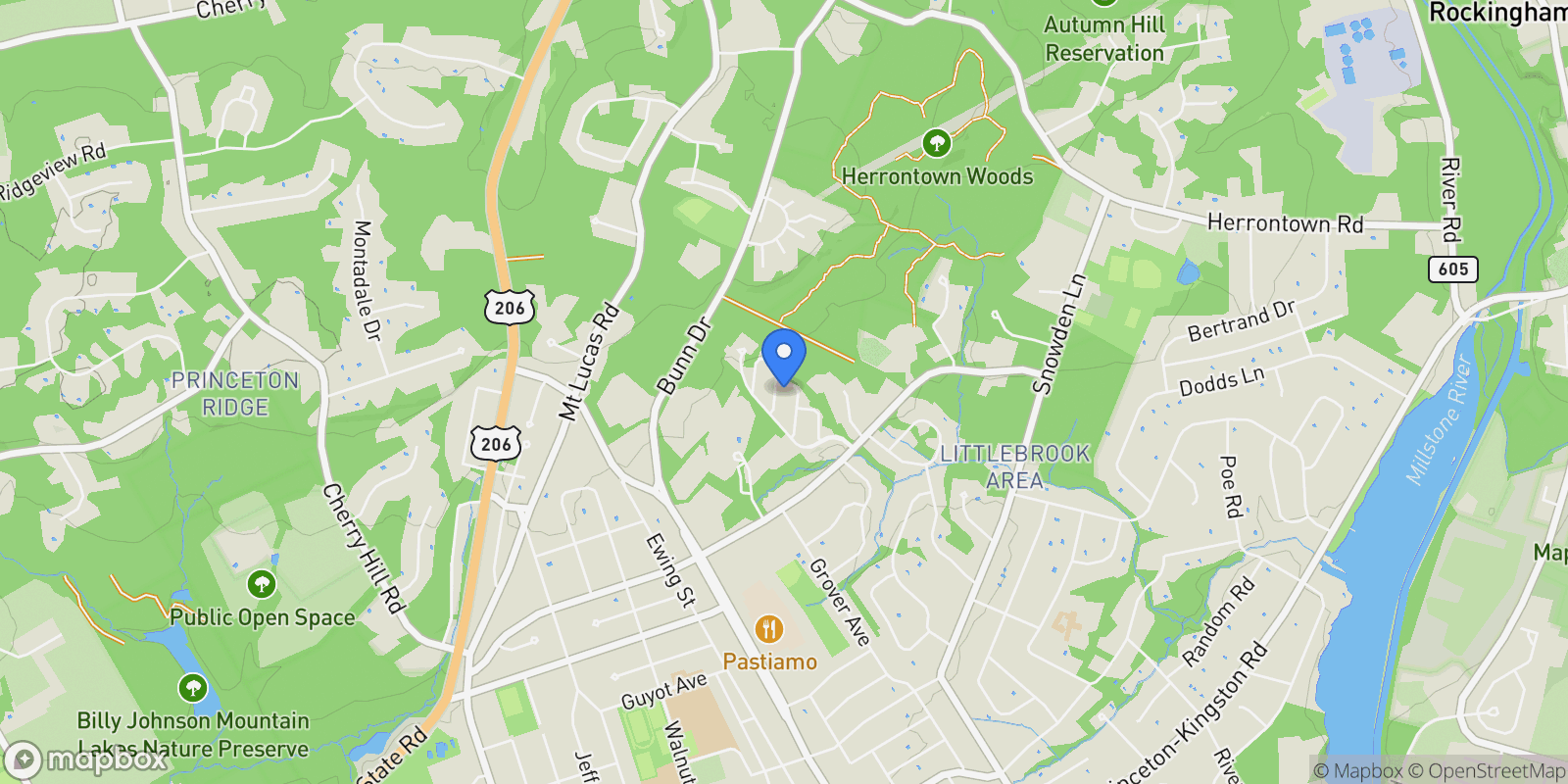 Map showing 40 Governors Lane , Princeton, NJ 08540, Princeton, New Jersey, United States.