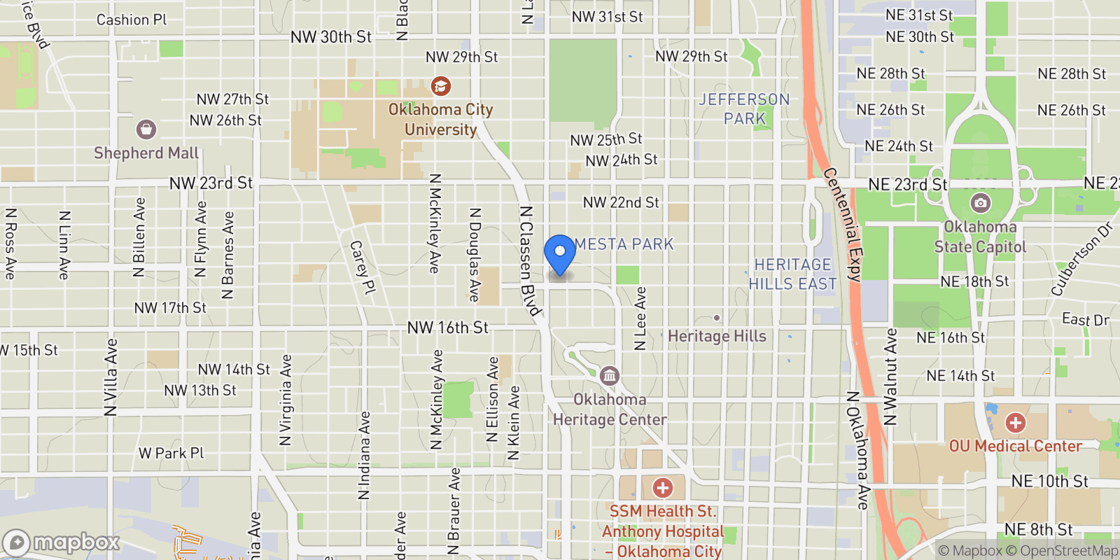 Map showing 1005 Northwest 18th Street , Oklahoma City, OK 73106, Oklahoma City, Oklahoma, United States.