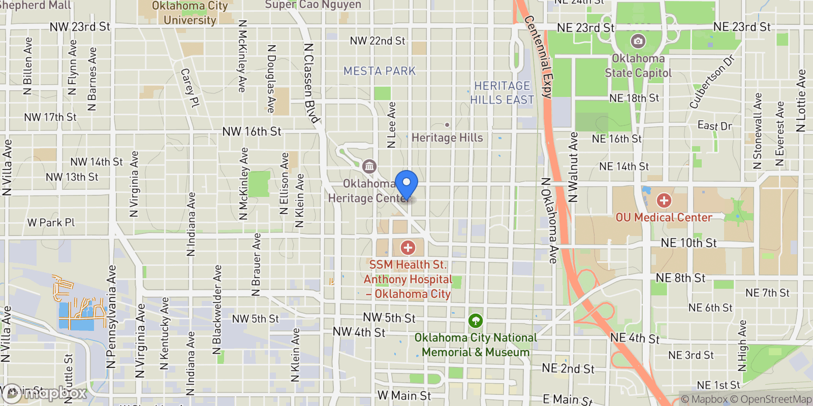 Map showing 1303 North Dewey Avenue , Oklahoma City, OK 73103, Oklahoma City, Oklahoma, United States.