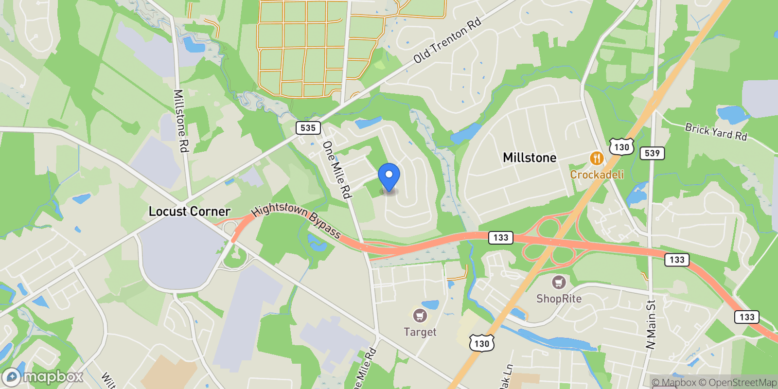 Map showing 25 Aristotle Way , East Windsor, NJ 08512, Cranbury Township, New Jersey, United States.