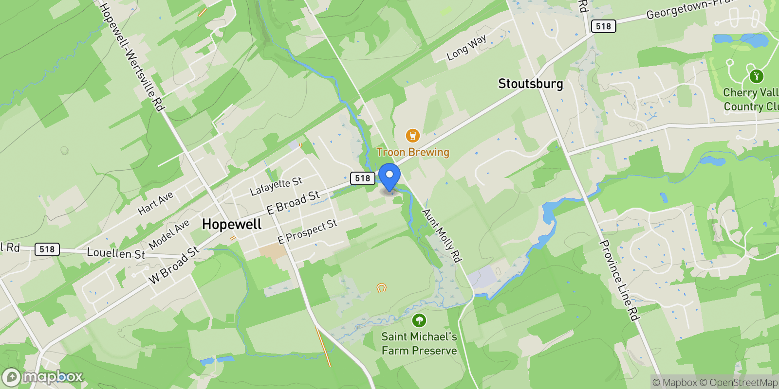Map showing 111 East Prospect Street , Hopewell, NJ 08525, Hopewell Township, New Jersey, United States.