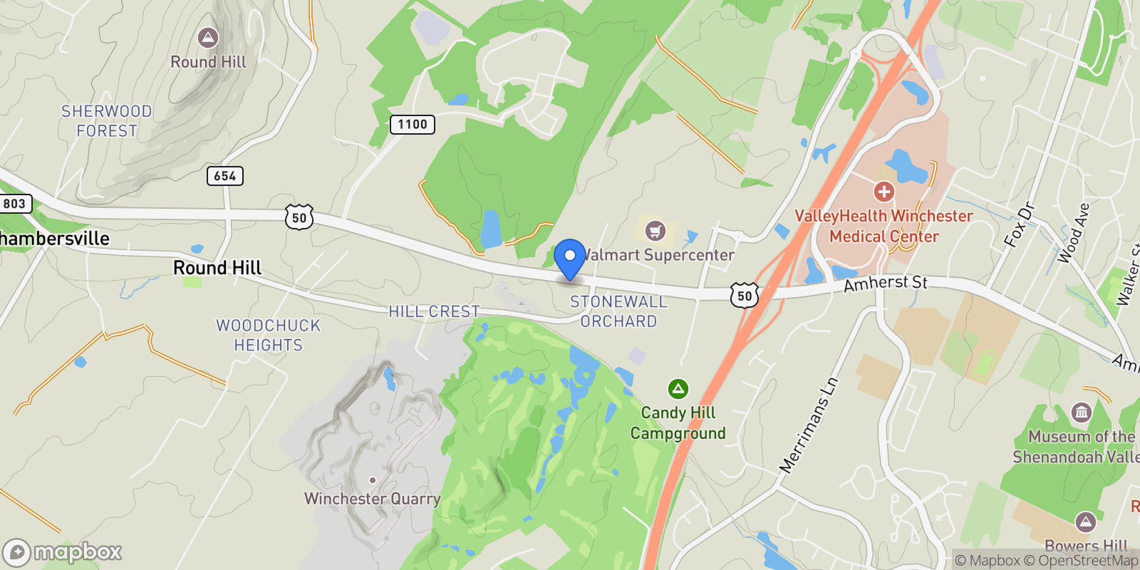 Map showing 0 NORTHWESTERN PIKE PIKE, WINCHESTER, VA 22602, Winchester, Virginia, United States.