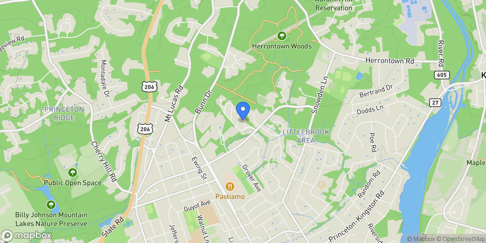Map showing 8 Governors Lane , Princeton, NJ 08540, Princeton, New Jersey, United States.