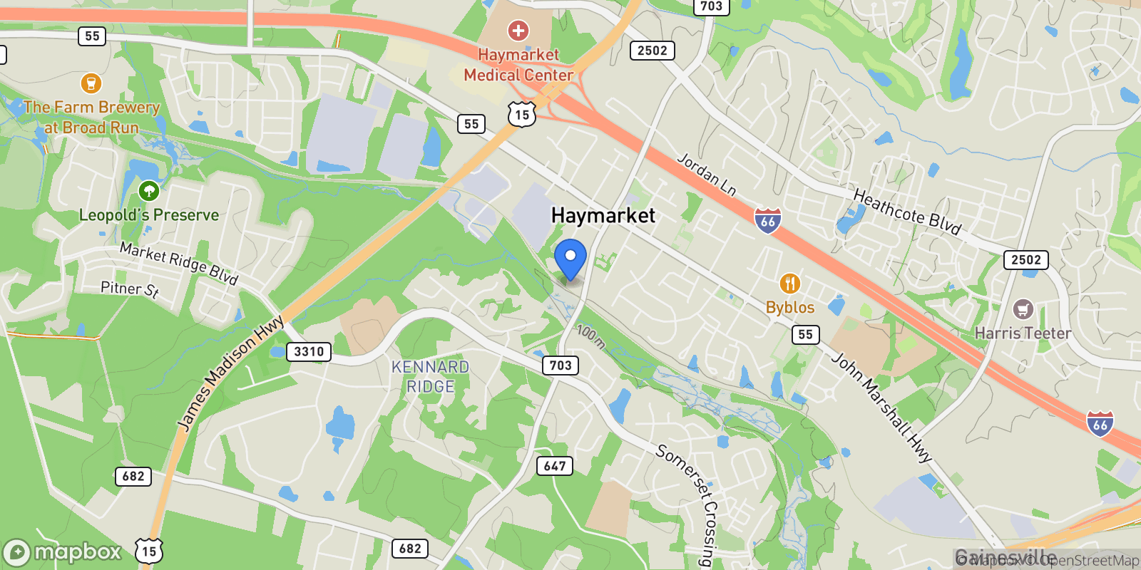 Map showing 6816 FAYETTE ST STREET, HAYMARKET, VA 20169, Gainesville, Virginia, United States.