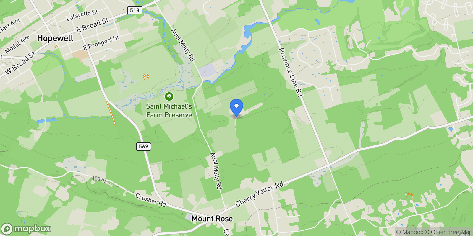 Map showing 82 Aunt Molly Road , Hopewell, NJ 08525, Hopewell Township, New Jersey, United States.