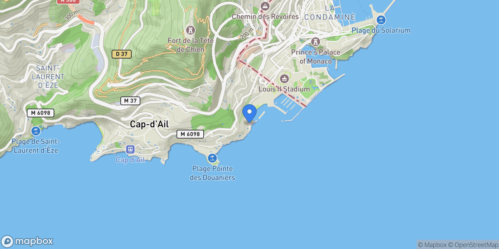 Map showing Cap-d'Ail, Provence-Alpes-Côte d'Azur, France.