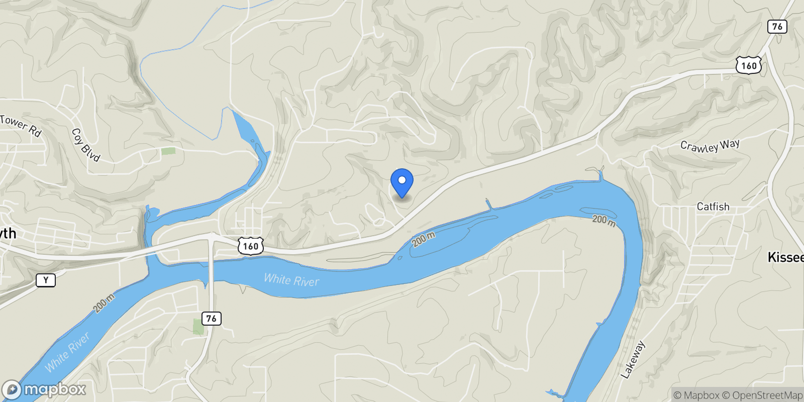 Map showing Forsyth, Missouri, United States.