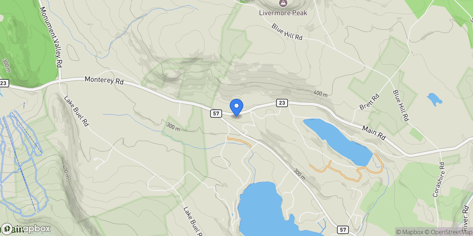 Map showing 28 Main Rd, Tyringham, MA 01264, Monterey, Massachusetts, United States.