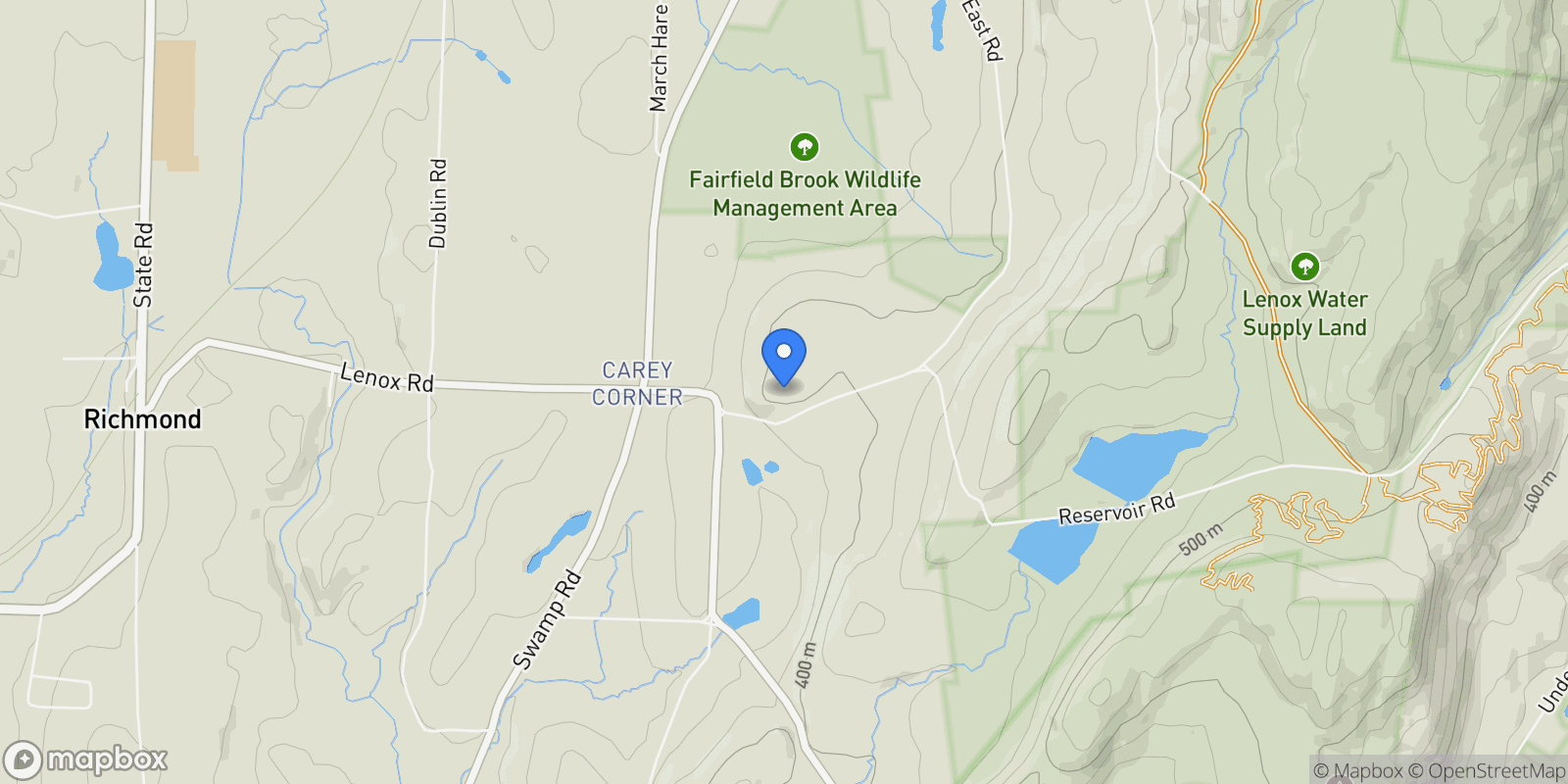 Map showing 1130 East Rd, Richmond, MA 01254, Richmond, Massachusetts, United States.