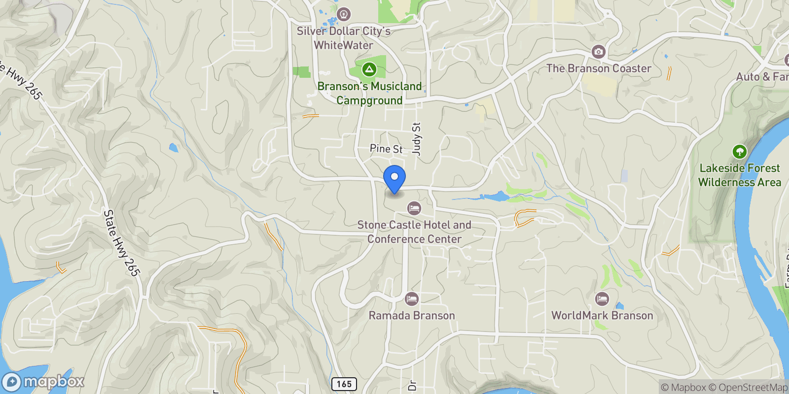 Map showing 3100 Green Mountain Drive, Branson, MO 65616, Branson, Missouri, United States.