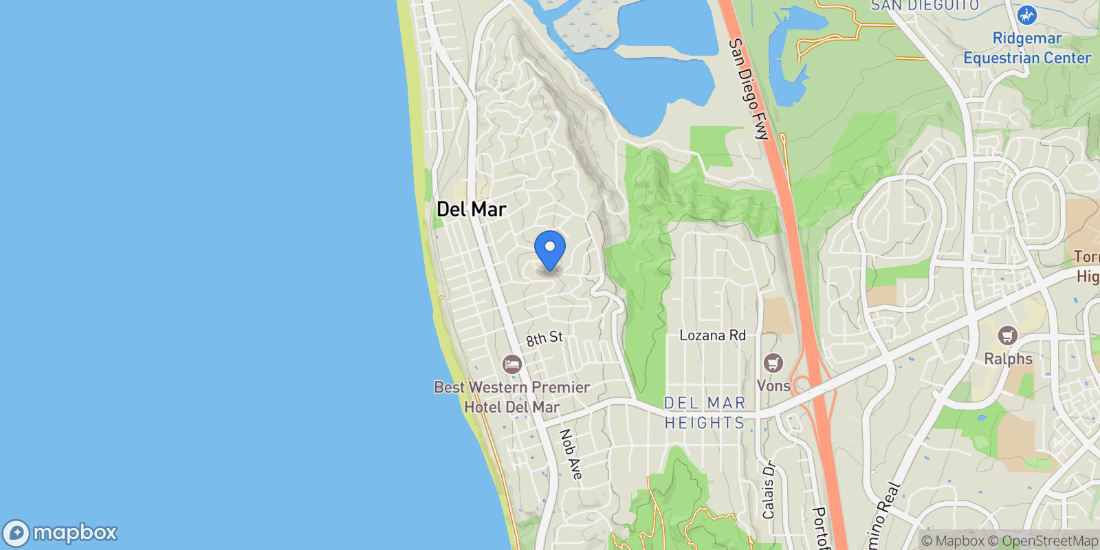 Map showing 555 Amphitheatre Drive , Del Mar, CA 92014, Del Mar, California, United States.