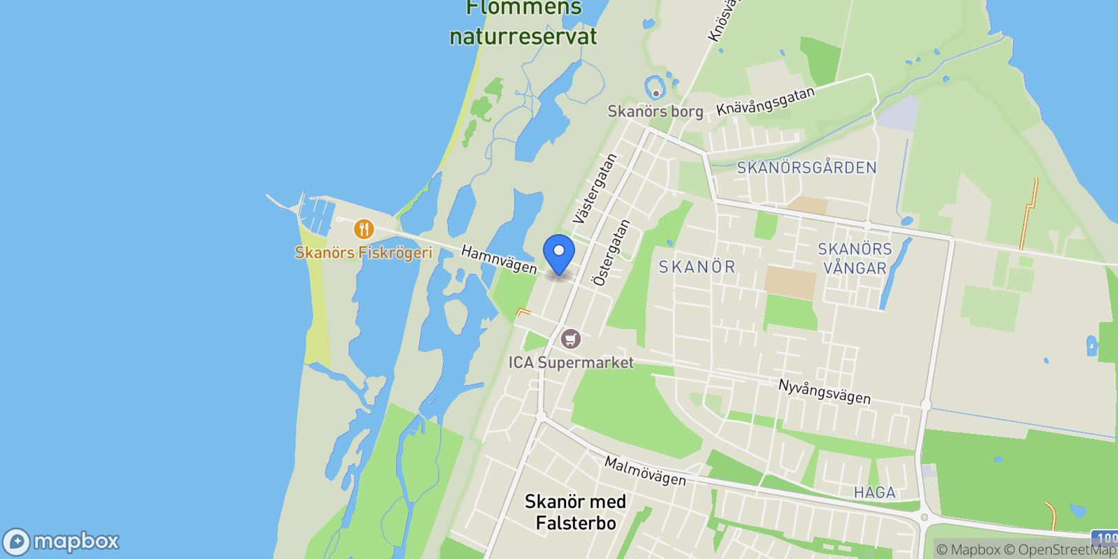 Map showing Hamngatan 6, Skanör, M 239 30, Skanör, Skåne County, Sweden.