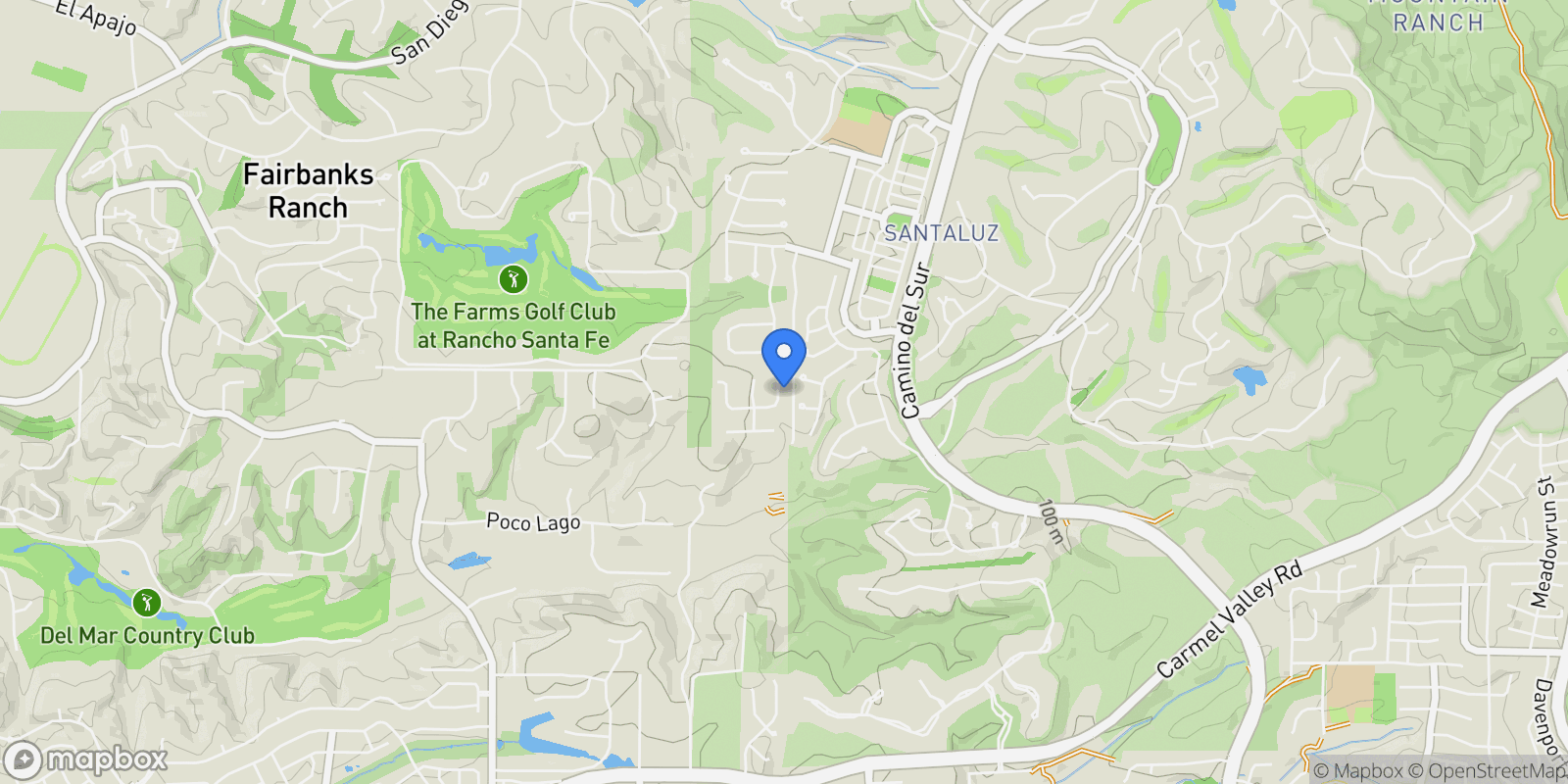 Map showing 7425 Rancho Cabrillo Trail , San Diego, CA 92127, Rancho Santa Fe, California, United States.