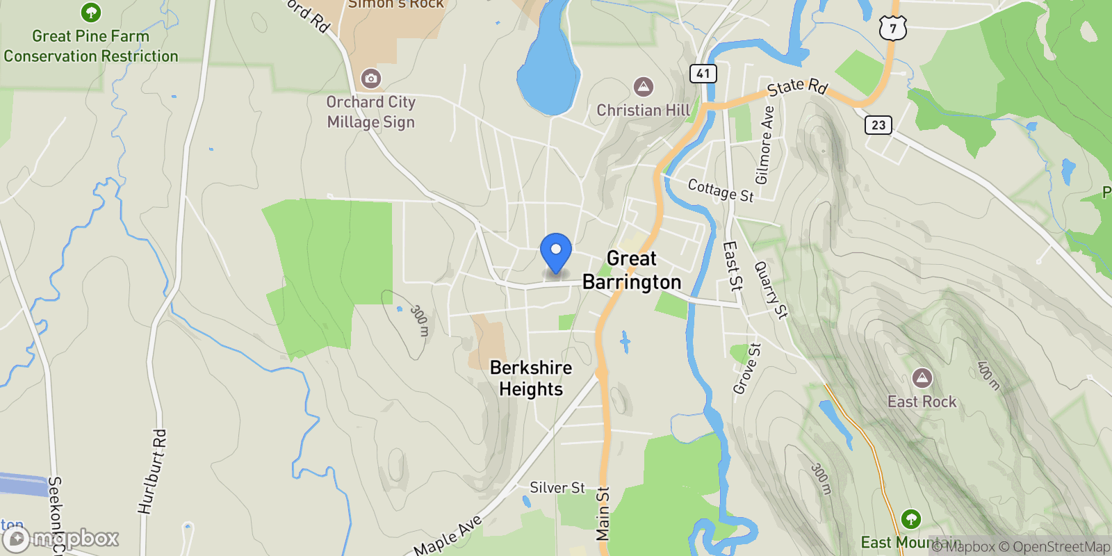 Map showing 32 Benton Ave, Great Barrington, MA 01230, Great Barrington, Massachusetts, United States.