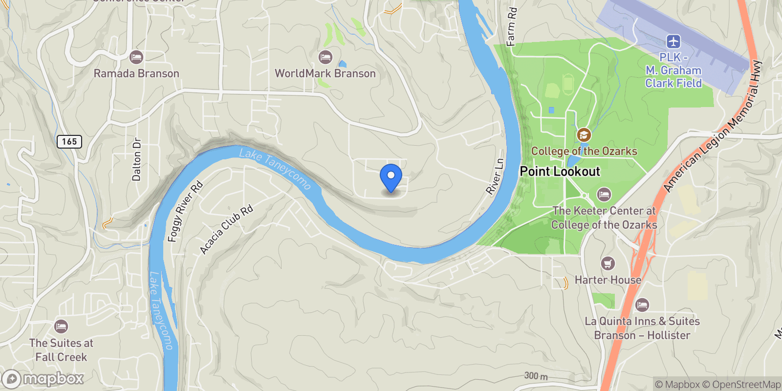 Map showing 261 Country Bluff Drive, Branson, MO 65616, Branson, Missouri, United States.