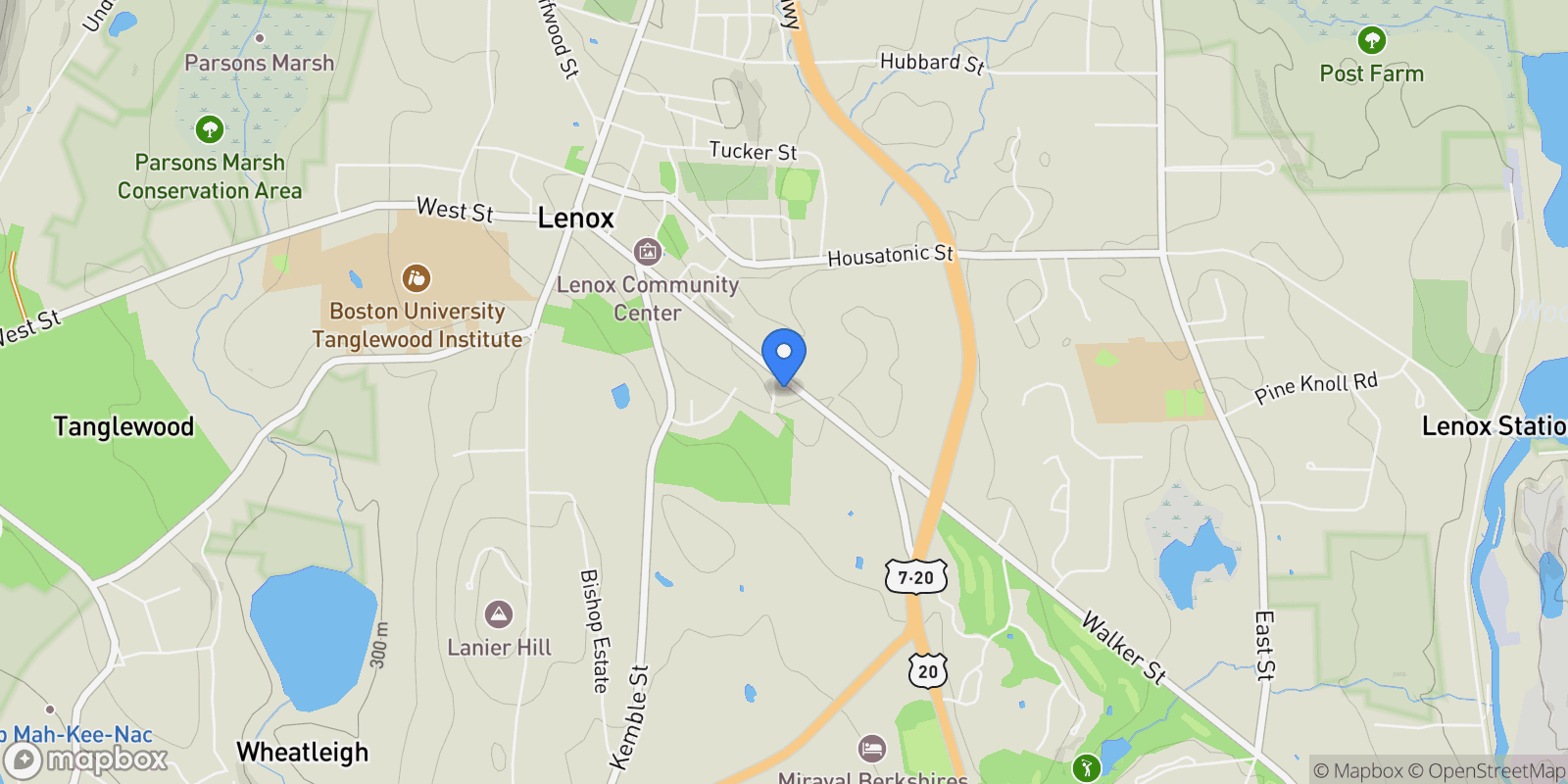 Map showing 1 Pinecroft Dr, Lenox, MA 01240, Lenox, Massachusetts, United States.