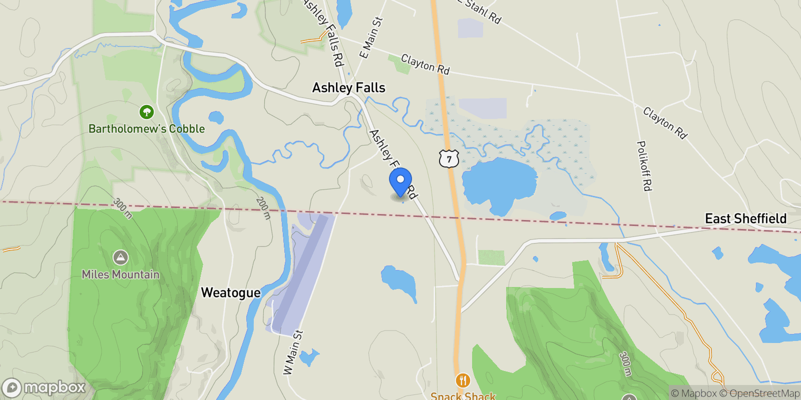 Map showing 1460 Ashley Falls Rd, Sheffield, MA 01222, Sheffield, Massachusetts, United States.