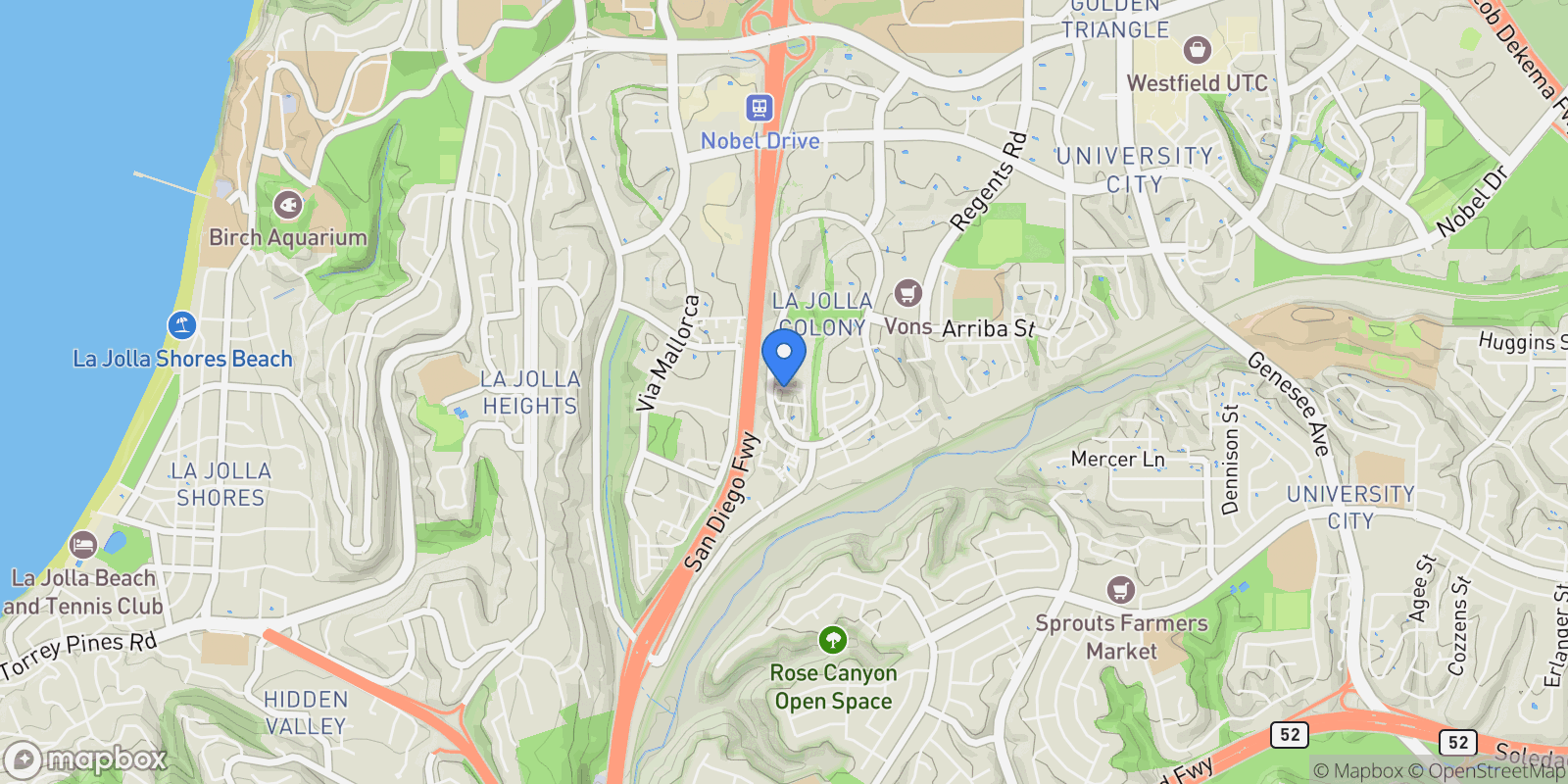 Map showing 3935 Caminito Silvela , San Diego, CA 92122, San Diego, California, United States.