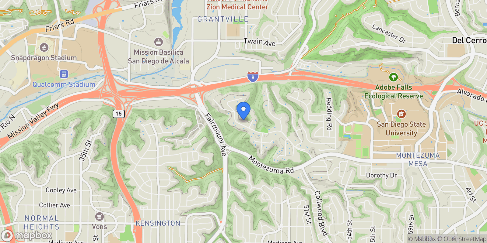 Map showing 4664 Yerba Santa Drive , San Diego, CA 92115, San Diego, California, United States.