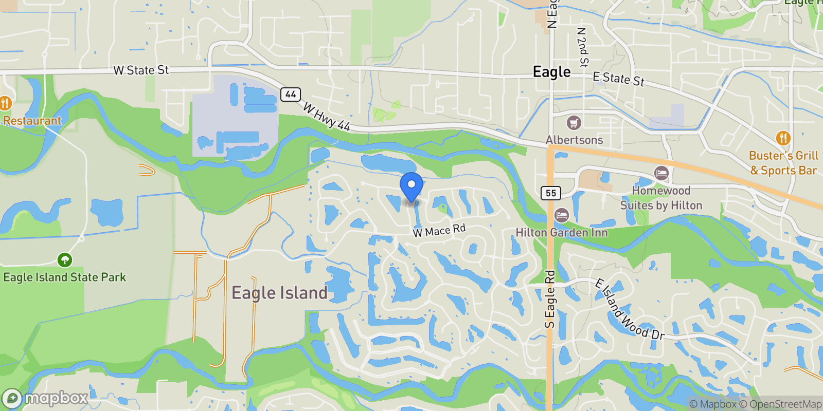 Map showing 844 S Lake Pointe Way, Eagle, ID 83616, Eagle, Idaho, United States.