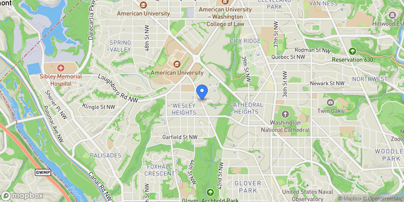 Map showing 3101 New Mexico Avenue NW Unit# 545, Washington, DC 20016, Washington, District of Columbia, United States.