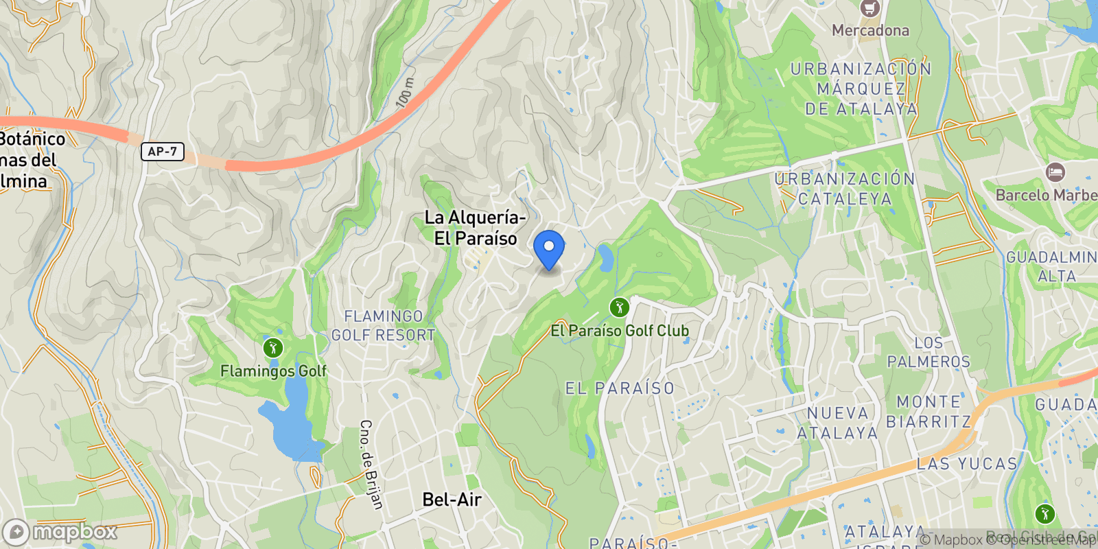 Map showing Estepona, Malaga, Estepona, El Paraíso, Benahavis, Spain.