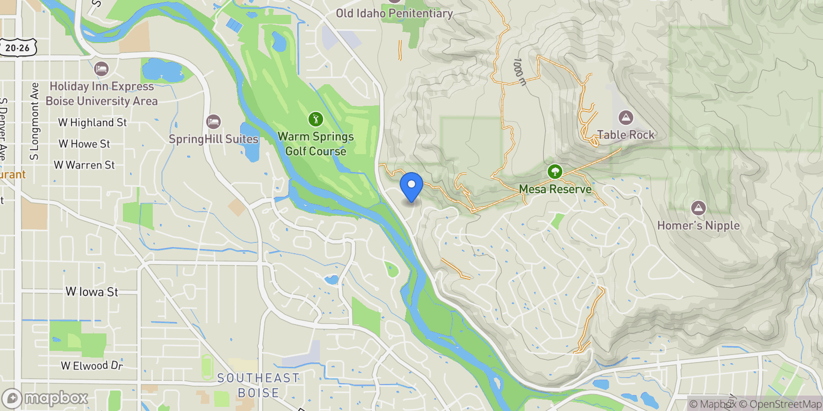 Map showing 1525 S Boulder View Ln, Boise, ID 83712, Boise, Idaho, United States.