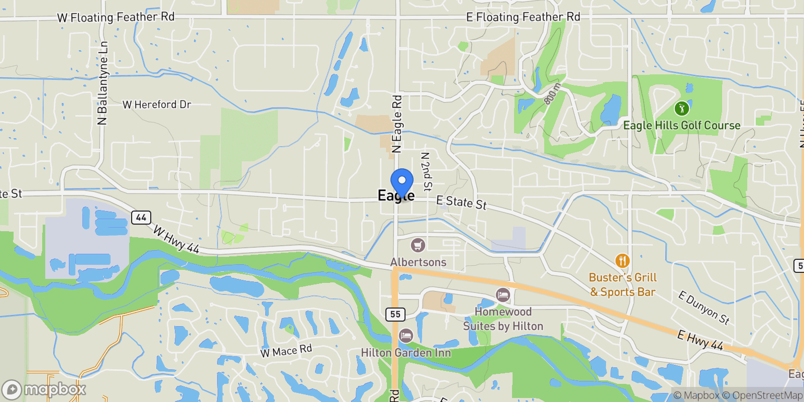 Map showing 55 E State St #304, Eagle, ID 83616, Eagle, Idaho, United States.