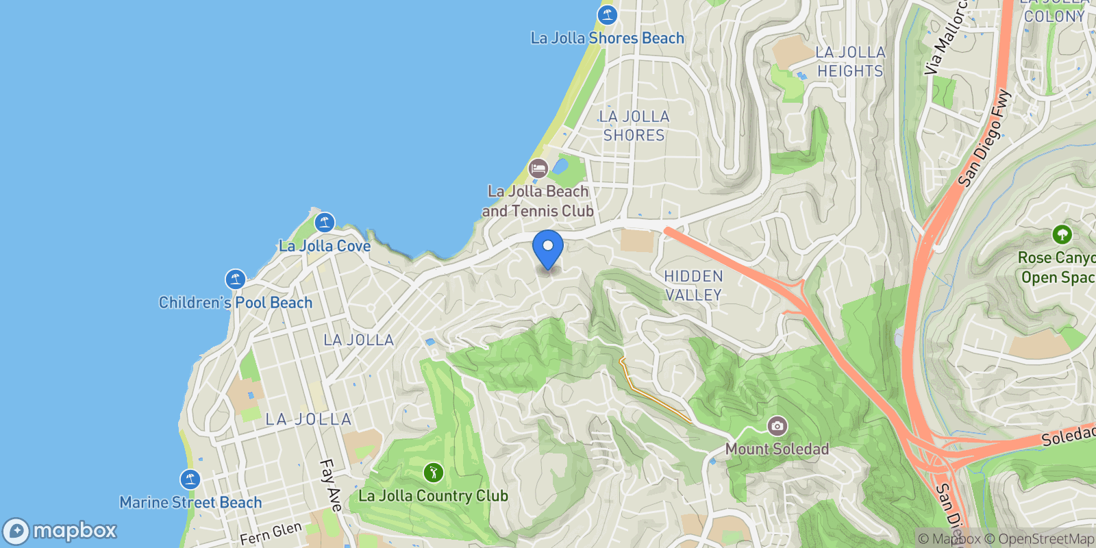 Map showing 7716 Lookout Drive , San Diego, CA 92037, San Diego, California, United States.