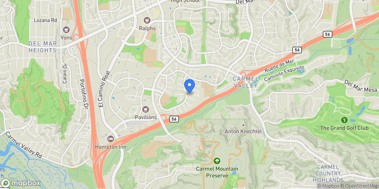 Map showing 3970 Santa Nella Pl , San Diego, CA 92130, San Diego, California, United States.