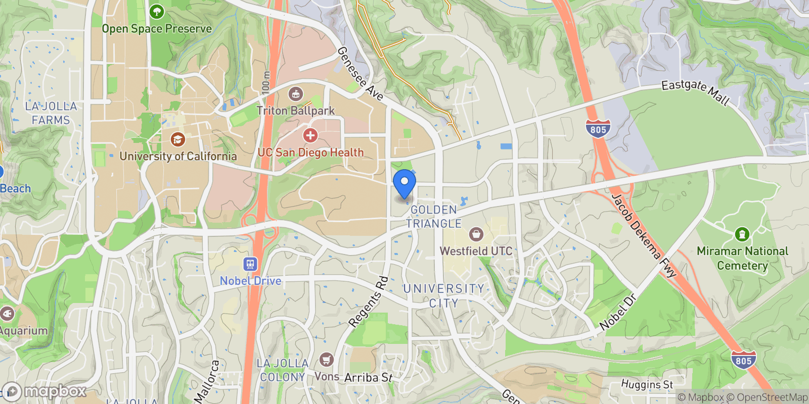 Map showing 9237 Regents Road Unit K101 , San Diego, CA 92037, San Diego, California, United States.