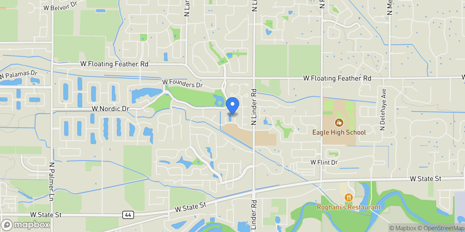 Map showing 1185 N Seven Golds Pl, Eagle, ID 83616, Eagle, Idaho, United States.