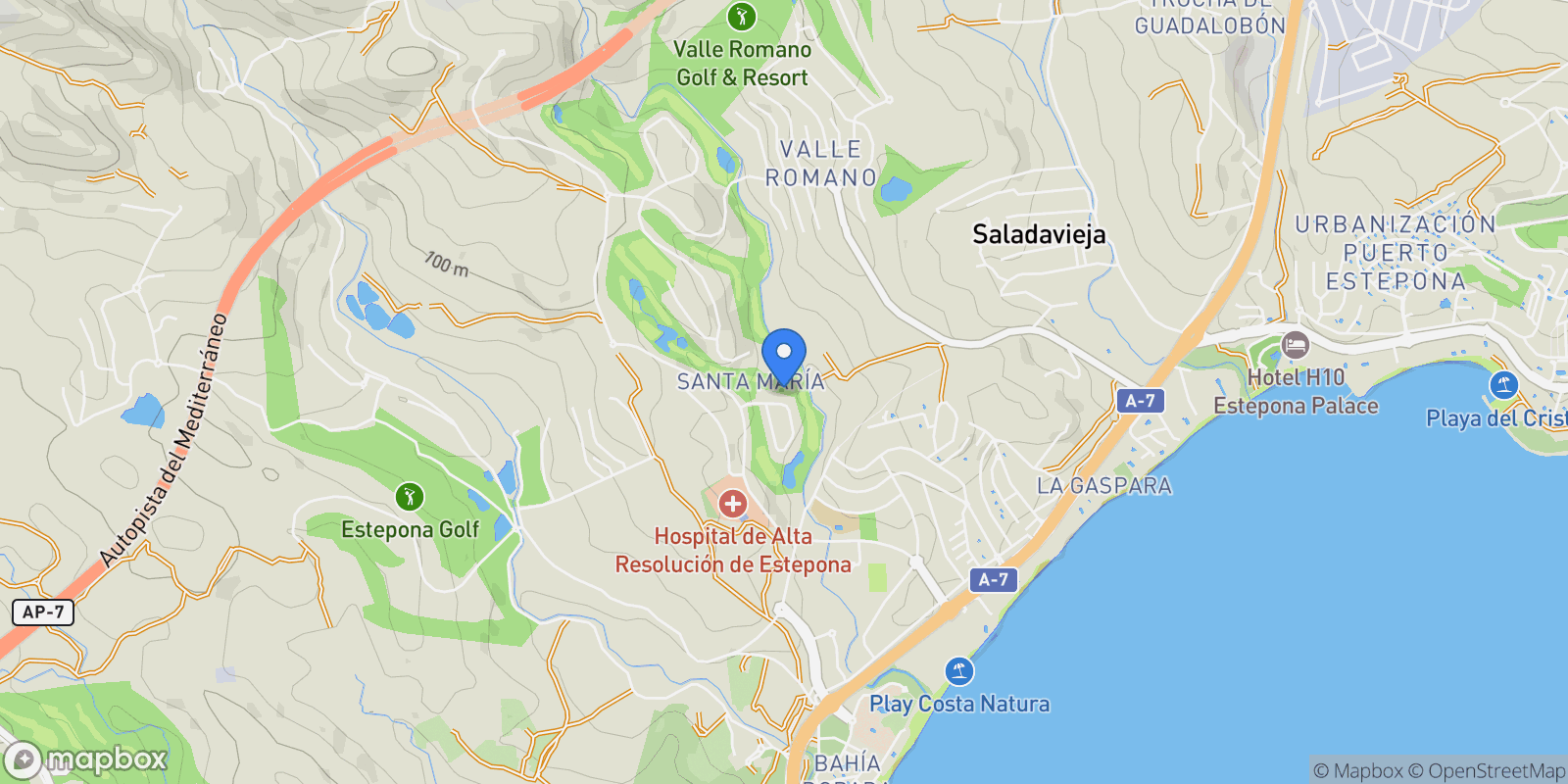 Map showing Arroyo de enmedio, Estepona, Málaga, Estepona, Estepona, Andalusia, Spain.