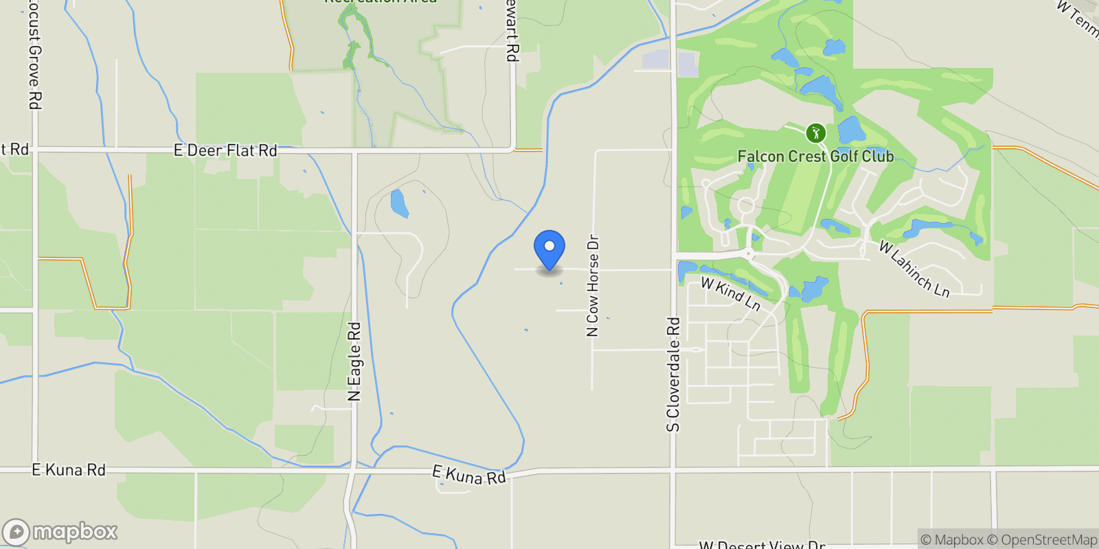 Map showing 999 N Cow Horse Dr, Kuna, ID 83634, Kuna, Idaho, United States.