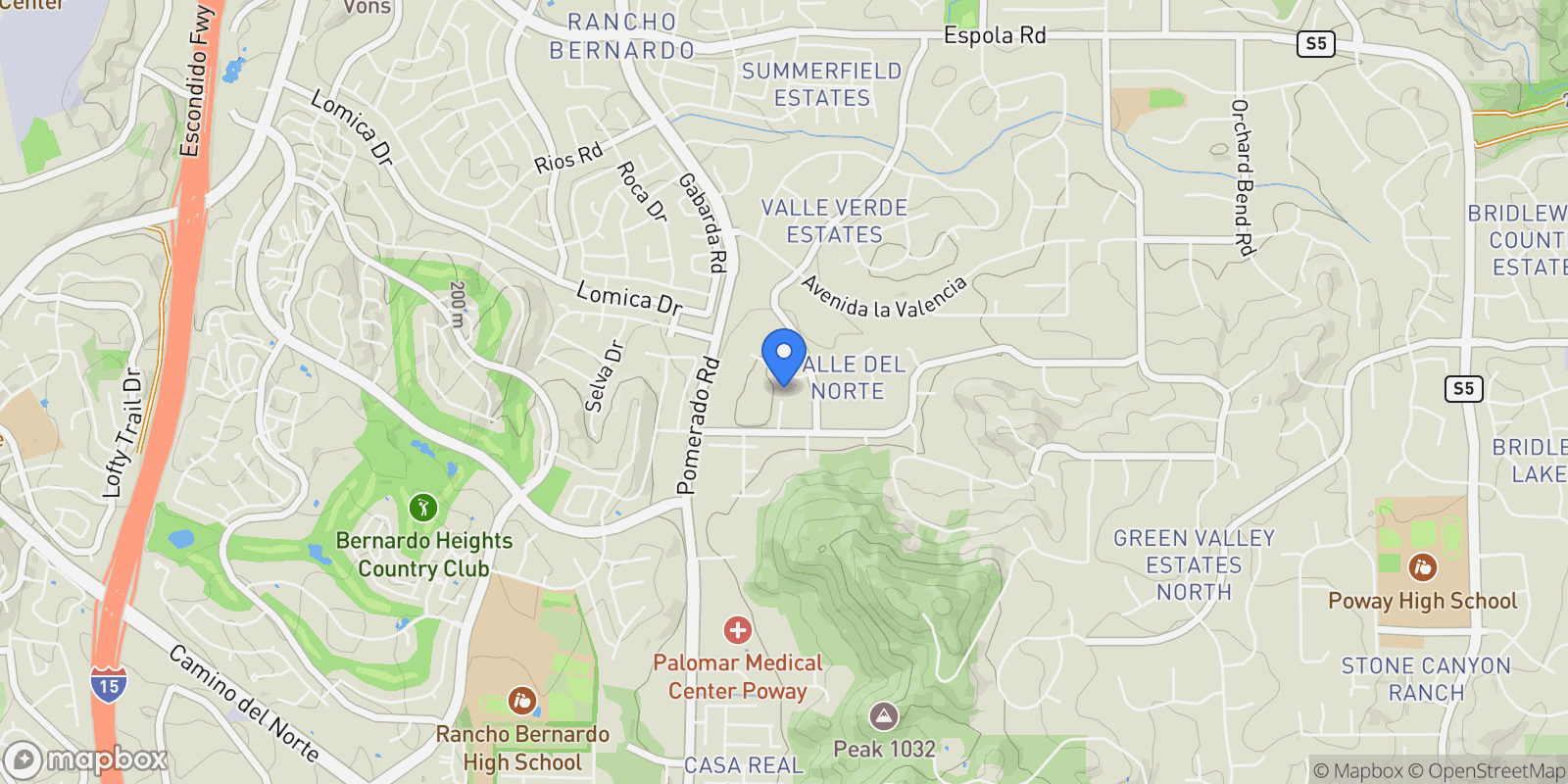 Map showing 16161 Ladera Piedra Way , Poway, CA 92064, Poway, California, United States.