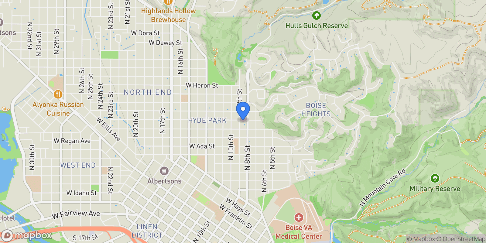 Map showing 811 W Eastman St, Boise, ID 83702, Boise, Idaho, United States.