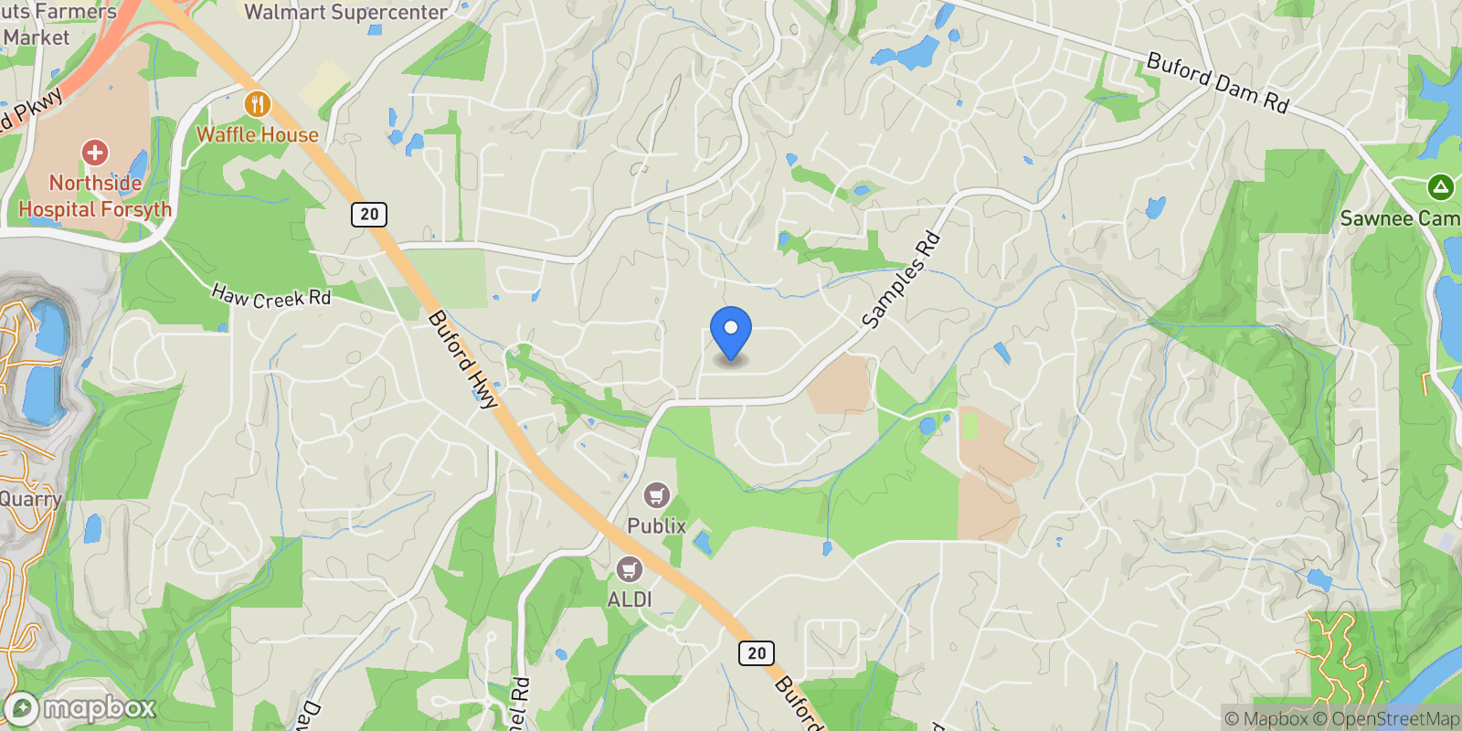 Map showing Cumming, Georgia, United States.