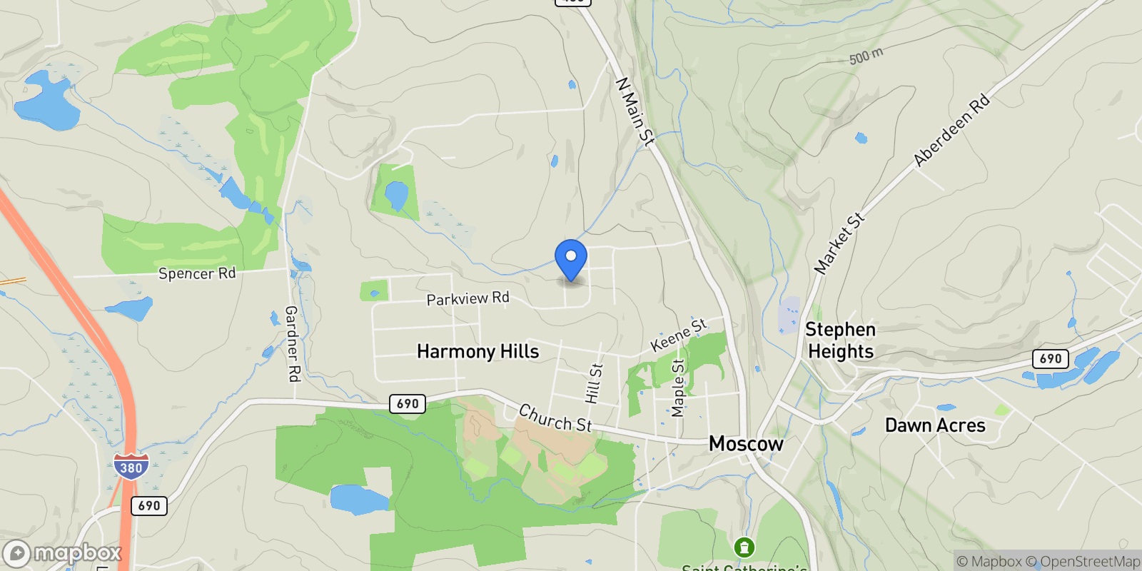 Map showing 708 Clover Lane, Moscow, PA 18444, 18444, Pennsylvania, United States.