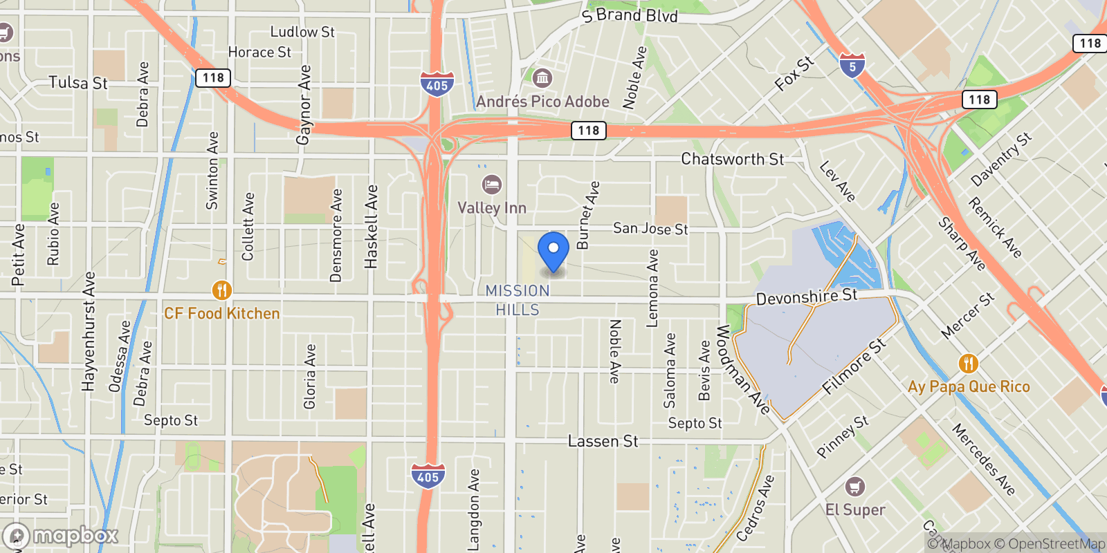 Map showing 10330 Columbus Avenue , Los Angeles, CA 91345, Los Angeles, California, United States.