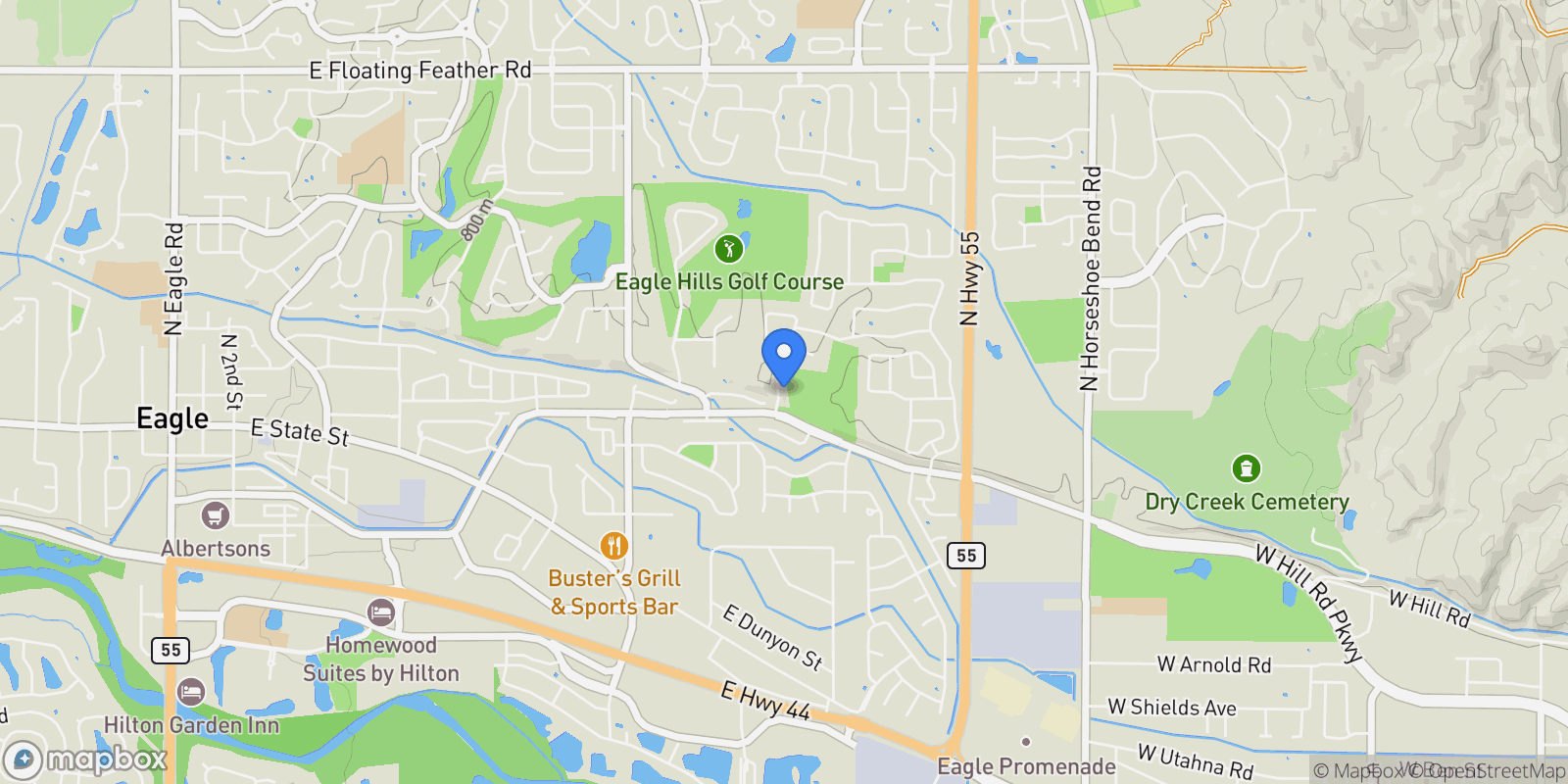 Map showing 150 N Dicky Lane, Eagle, ID 83616, Eagle, Idaho, United States.