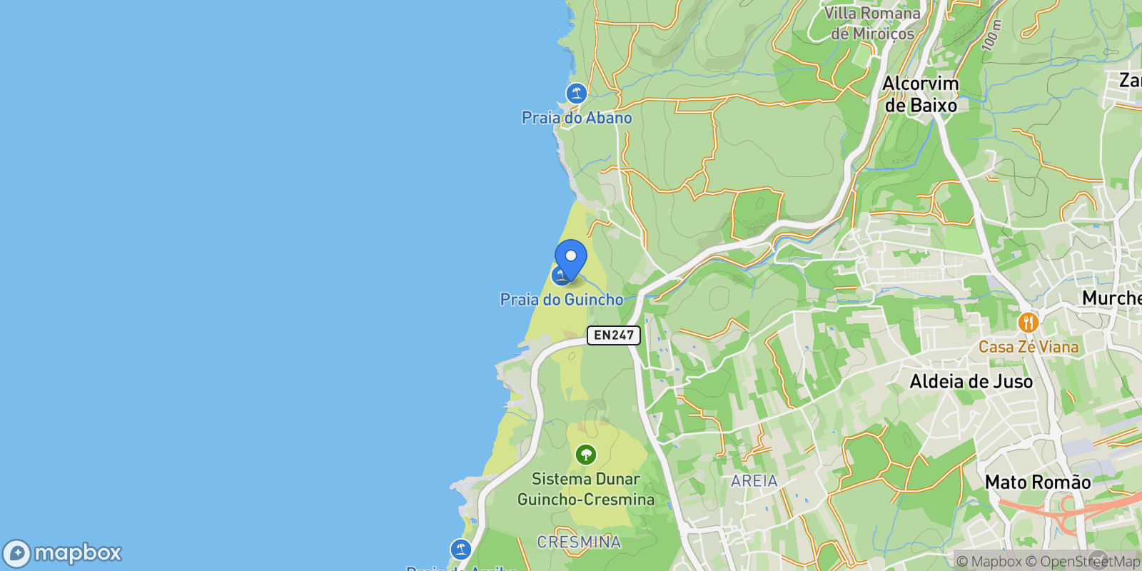 Map showing Guincho, Lisboa, Praia Do Guincho, Lisbon, Portugal.