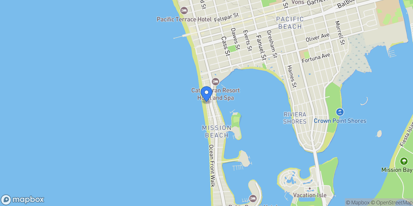 Map showing 3879 Ocean Front Walk , San Diego, CA 92109, San Diego, California, United States.