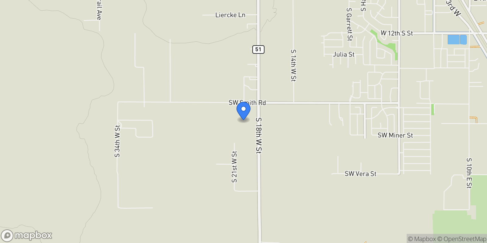 Map showing TBD Sw Hwy 51/Smith Rd, Mountain Home, ID 83647, Mountain Home, Idaho, United States.